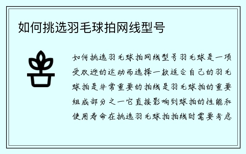 如何挑选羽毛球拍网线型号