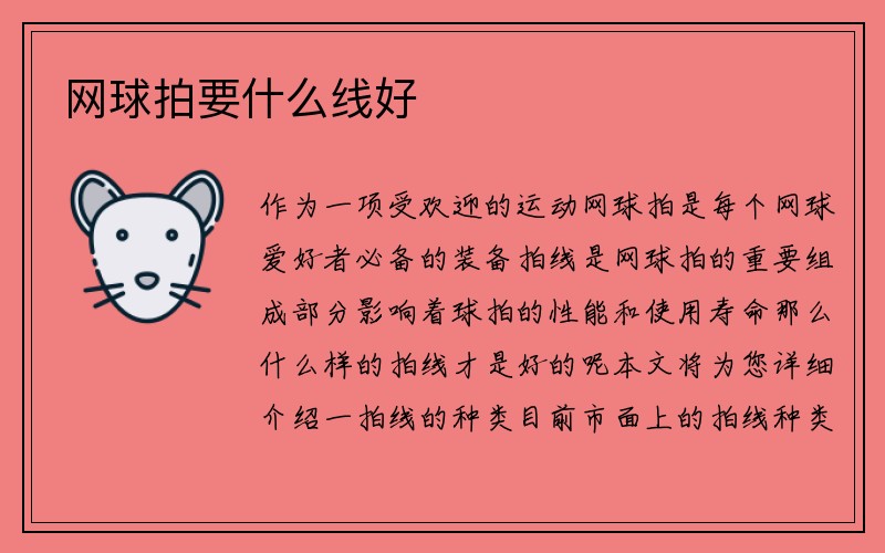 网球拍要什么线好