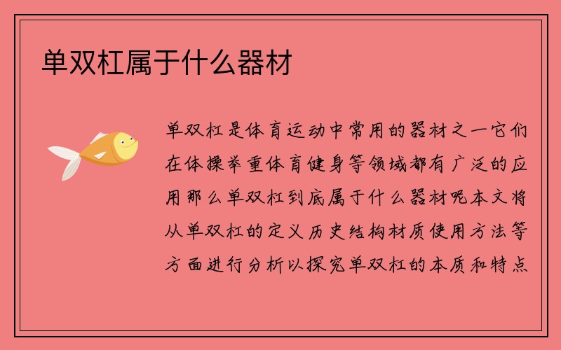 单双杠属于什么器材